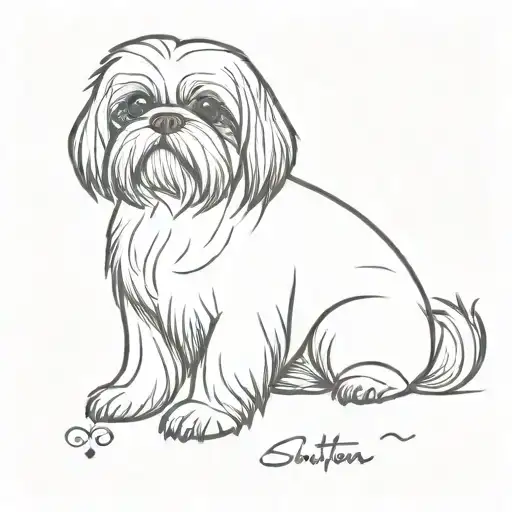 Shih tzu dog sits tattoo design idea