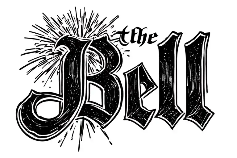fireworks exploding with the name bell written  tattoo design idea