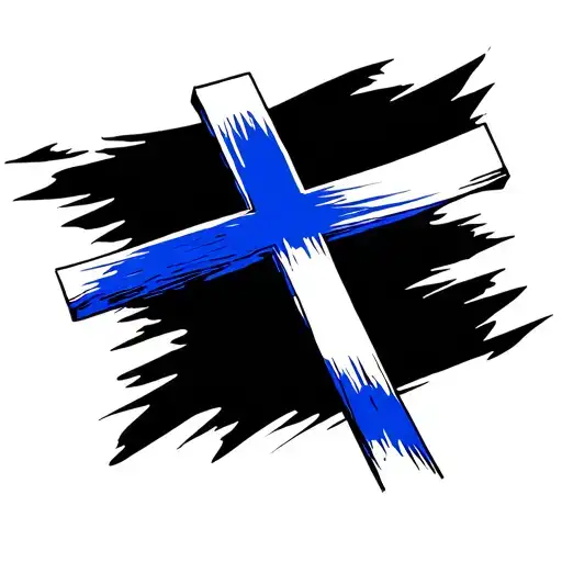 cross and thin blue line tattoo tattoo design idea