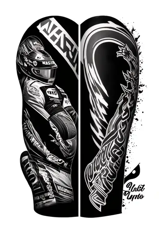 nascar full leg sleeve tattoo design idea