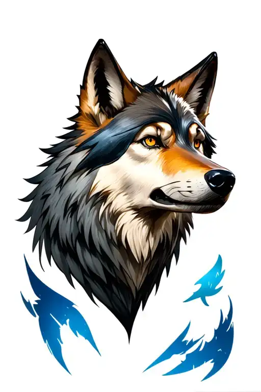 a combination of a wolf and Pokémon and zelda tattoo design idea