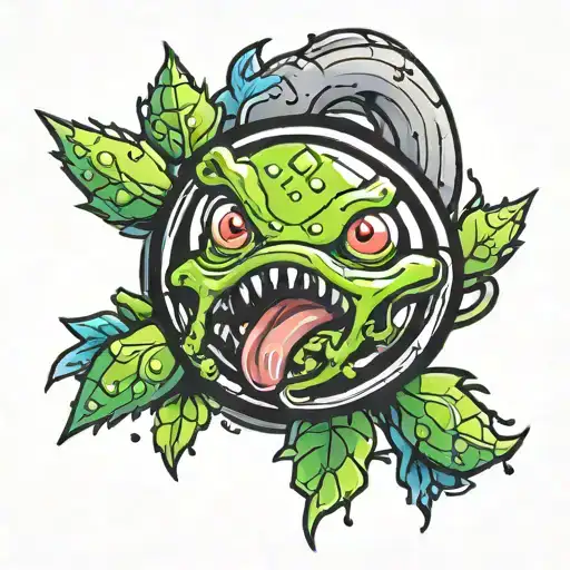 pickle inside a Pokemon ball breaking tattoo design idea