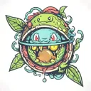 pickle inside a Pokemon ball breaking tattoo design idea