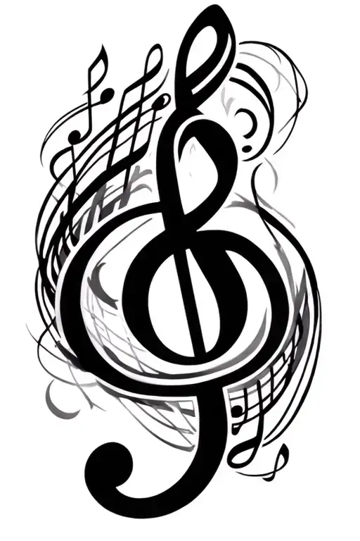 make me a tattoo with musical note lines thats wiggly but it says the number 9 on them tattoo design idea