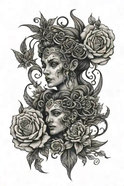 7 deadly sin and 7 heavenly virtues tattoo design idea