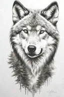 wolf cub, moon, forest, river, adult wolf head tattoo design idea