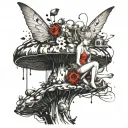 tinker bell on a mushroom tattoo design idea