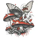 tinker bell on a mushroom tattoo design idea
