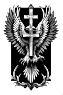 catholic cross eagle tattoo design idea