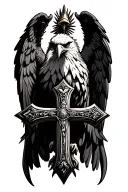catholic cross eagle tattoo design idea