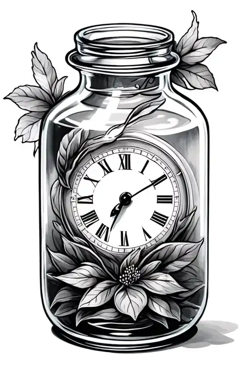 time in a bottle tattoo design idea