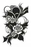 roses and breast, cancer, ribbon intertwined tattoo design idea
