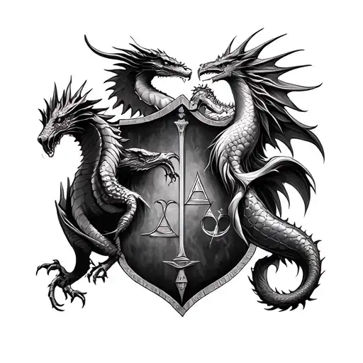 Harry Potter philosopher's stone with basilisk, hippogriff, dragon, mermaid, phoenix, half blood and deathly hallows  tattoo design idea