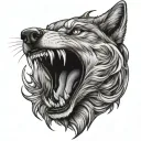 solar eclipse in a wolf's mouth open tattoo design idea