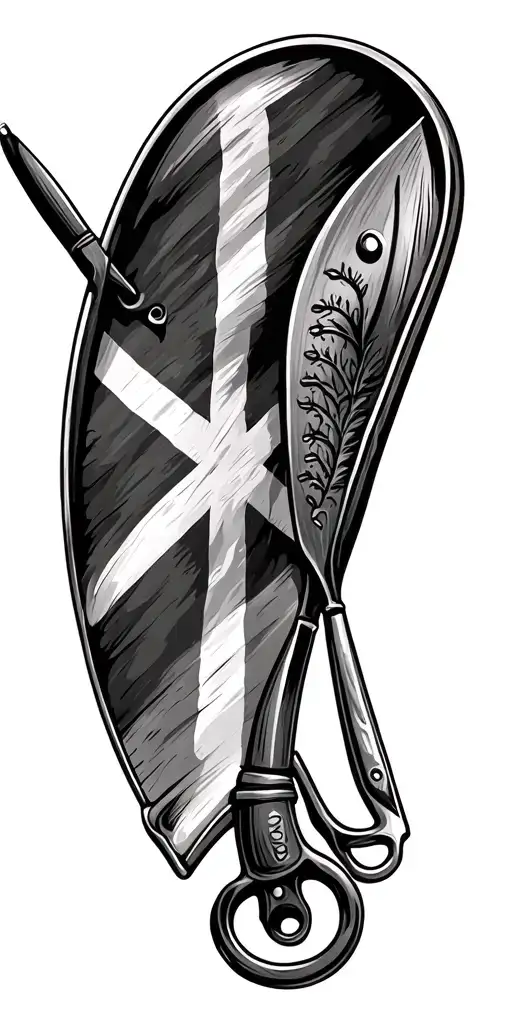 dominican flag fishing rood working tools kitchen pan tattoo design idea