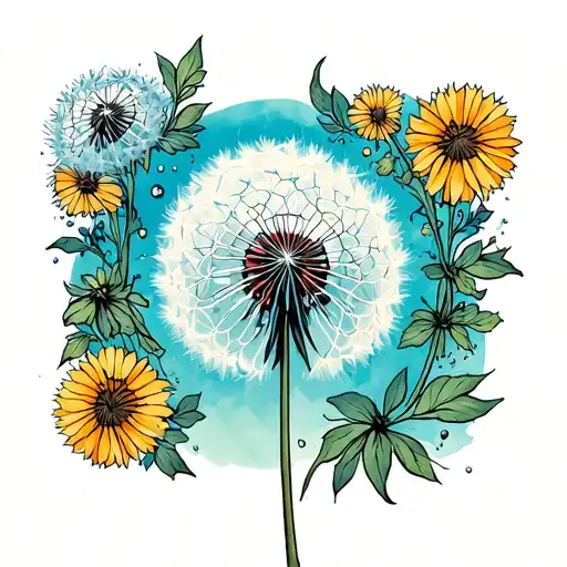 dandelion blowing tattoo design idea