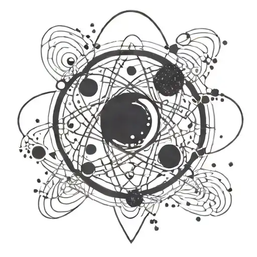 universe galaxy atom symbol tattoo design idea