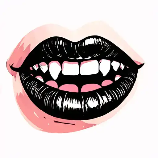 lips and fangs tattoo design idea