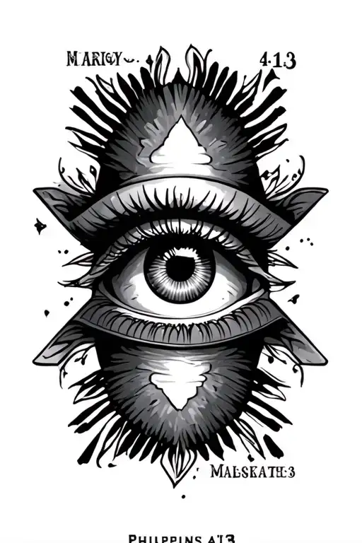 "Philippians 4:13" Eye + Greek tattoo design idea