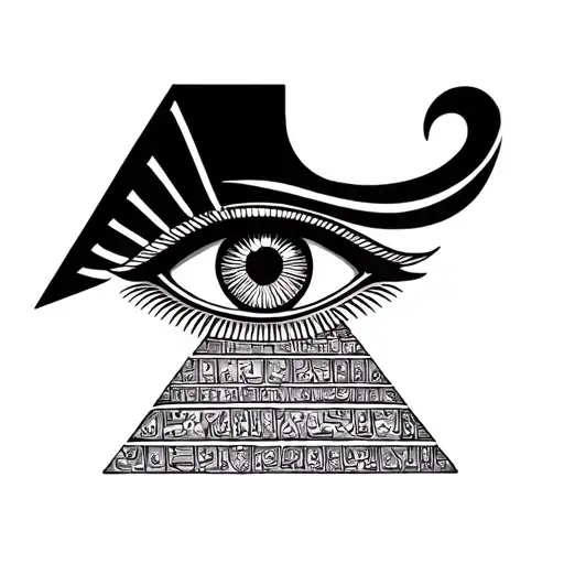 eye of horus in front of pyramid tattoo design idea