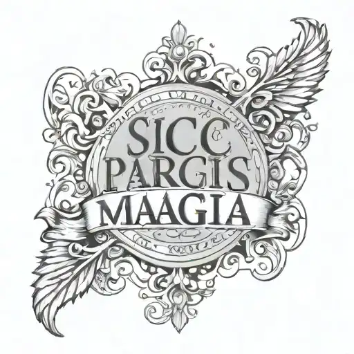 Sic Parvis Magna written tattoo design idea