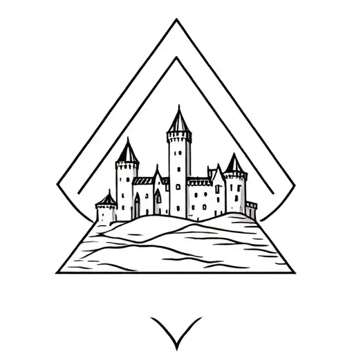 lithuanian Trakai castle conture in triangle tattoo design idea