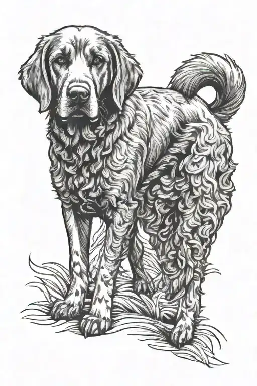 Labrador retriever and cockapoo dog tattoo design idea