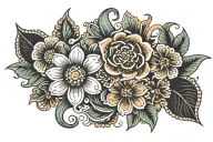 flowers and paisley pattern tattoo design idea