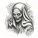 evil nun losing it's mind look through dark smoke tattoo design idea