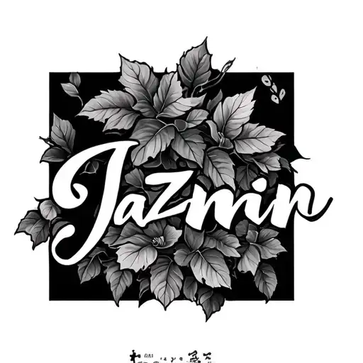 medium sized vines tattoo with the name jazmin in japanese cursive format tattoo design idea