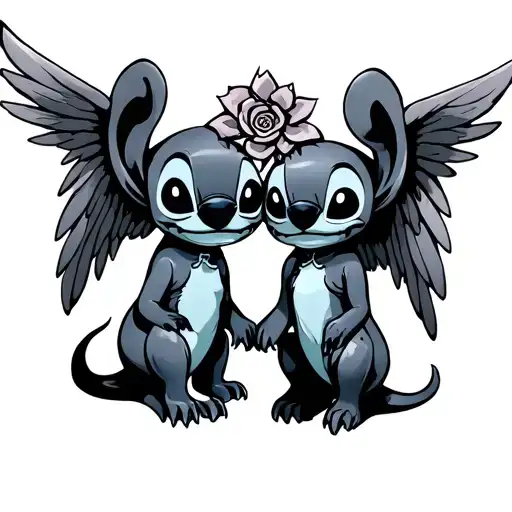 Stitch And Angel tattoo design idea