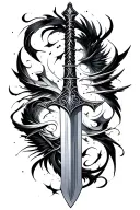 sword, ancient, abstract, patterns, raven tattoo design idea