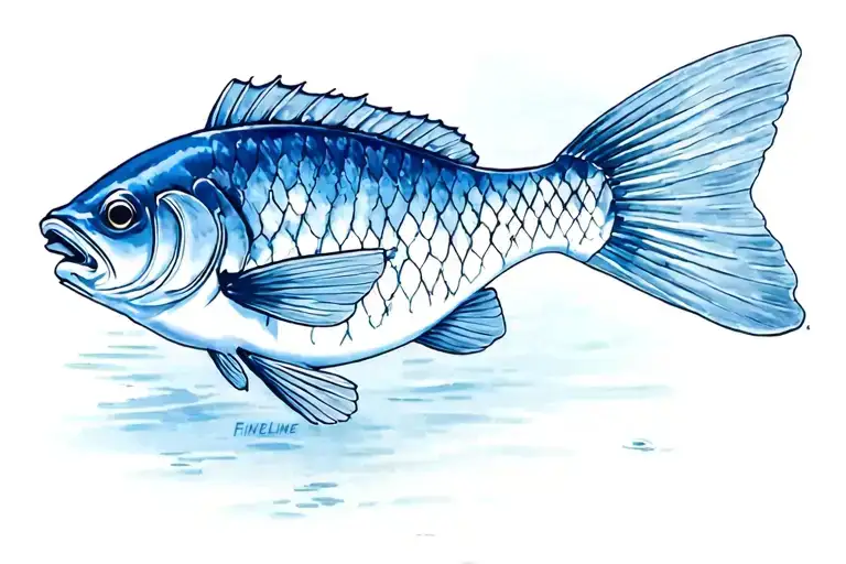 fineline bluegill tattoo design idea