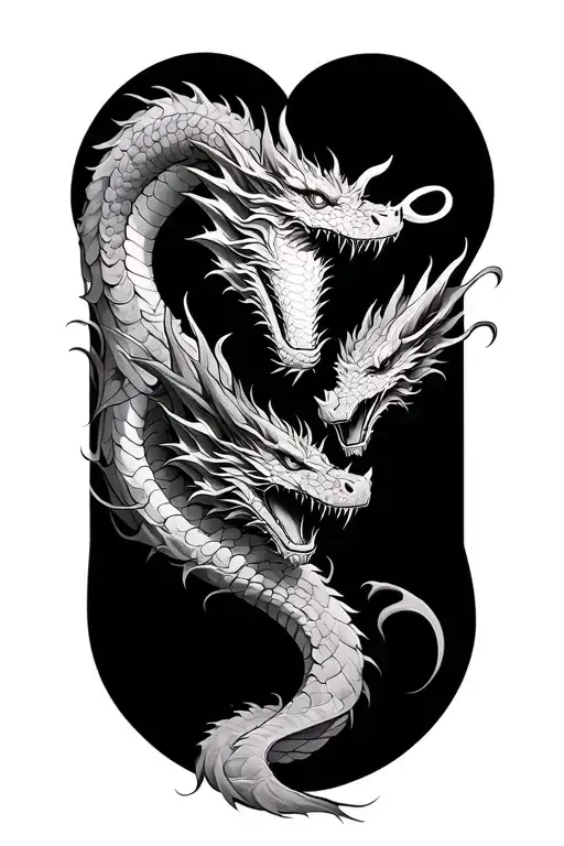 five dragon heads wrap aroundarm sleeve tattoo design idea