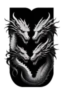 five dragon heads wrap aroundarm sleeve tattoo design idea