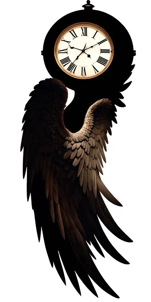 enzo circle clock angel wings spread wide tattoo design idea