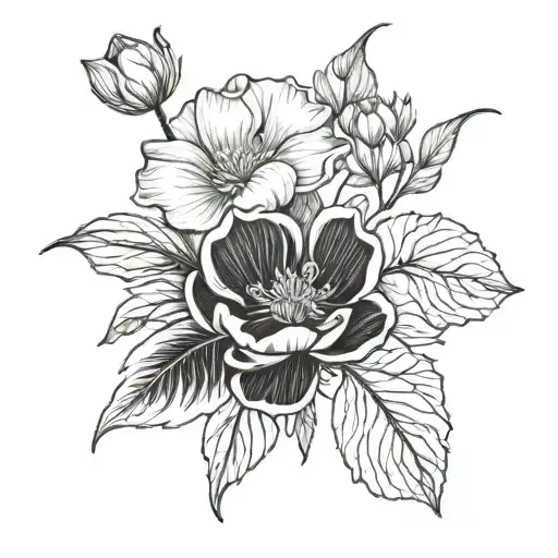 a cyclamen and poppy intertwined tattoo design idea