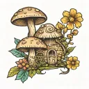 cottagecore mushroom with flowers growing tattoo design idea