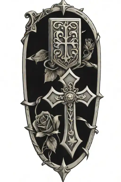 Western,Playing Cards, Roses,Barbed wire,Cross tattoo design idea