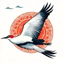 vietnamese crane bird flying tattoo design idea