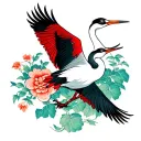 vietnamese crane bird flying tattoo design idea