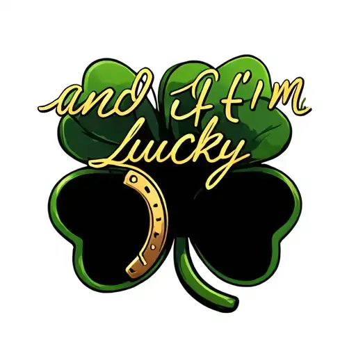 "and If I'm lucky" a 4 leaf clover and a horseshoe tattoo design idea