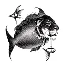 Show me some tattoo designs which incorporates Pisces, Libra, Leo and Gemini with Leo as the leading sign tattoo design idea