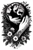 Goddess’s Hands Reaching Out with Flowers: The hands of a goddess reaching out or touching the earth, with vines or flow tattoo design idea