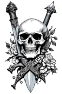 skull and dagger tattoo design idea