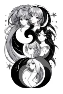 Sailor Moon phases intertwined tattoo design idea