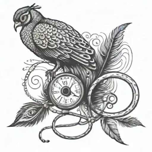 A dotwork tattoo of a stethoscope intertwined with a peacock feather, representing the client's occupation as a doctor and their admiration for peacocks tattoo design idea