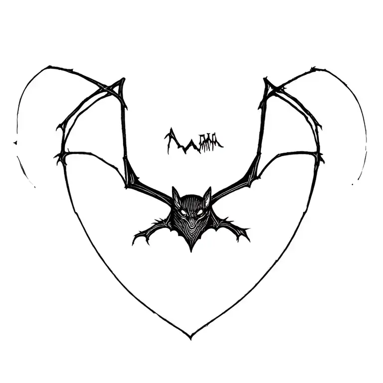 mountain bat tree tattoo design idea