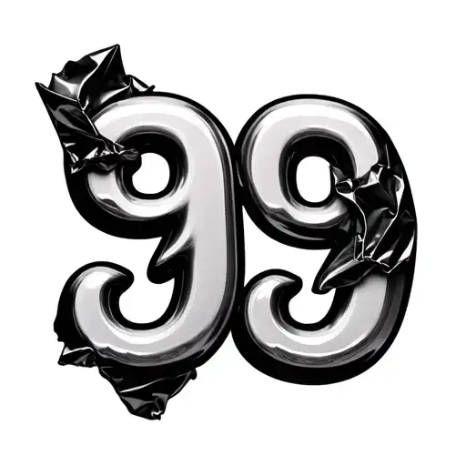 imagine the numbers "99" being peeled off like it is a candy wrapper make the numbers 3d effect and look like candy tattoo design idea