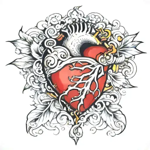 Past, heart break tattoo design idea